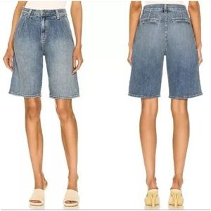 Nili Lotan Julie Pleated Denim Shorts Jorts